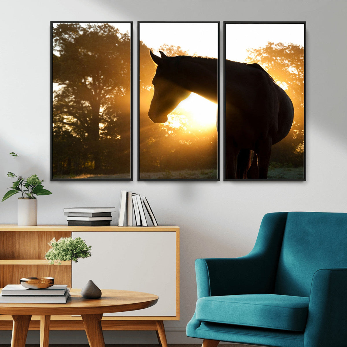 Horse at Sunset Wall Art Animal Canvas Print