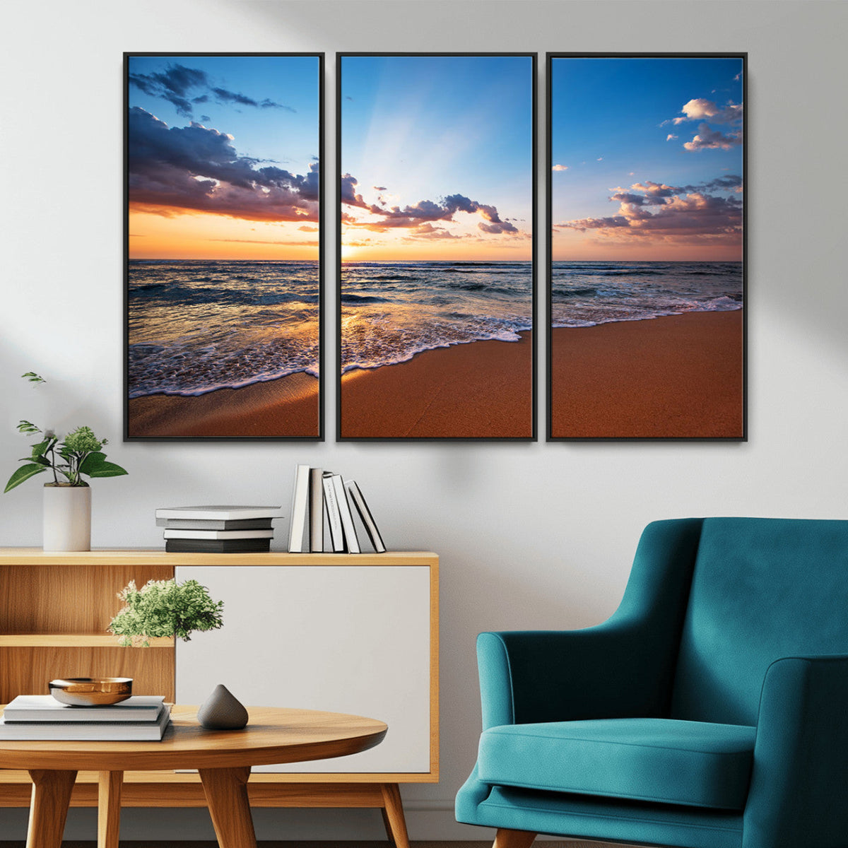 Golden Hour Beach Sunset Wall Art | Canvas Print | Ready to