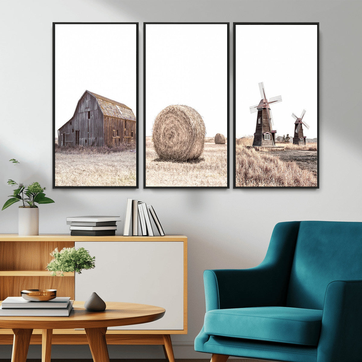Farm Prints Set, Set of 3 Farmhouse Wall Art, Country House