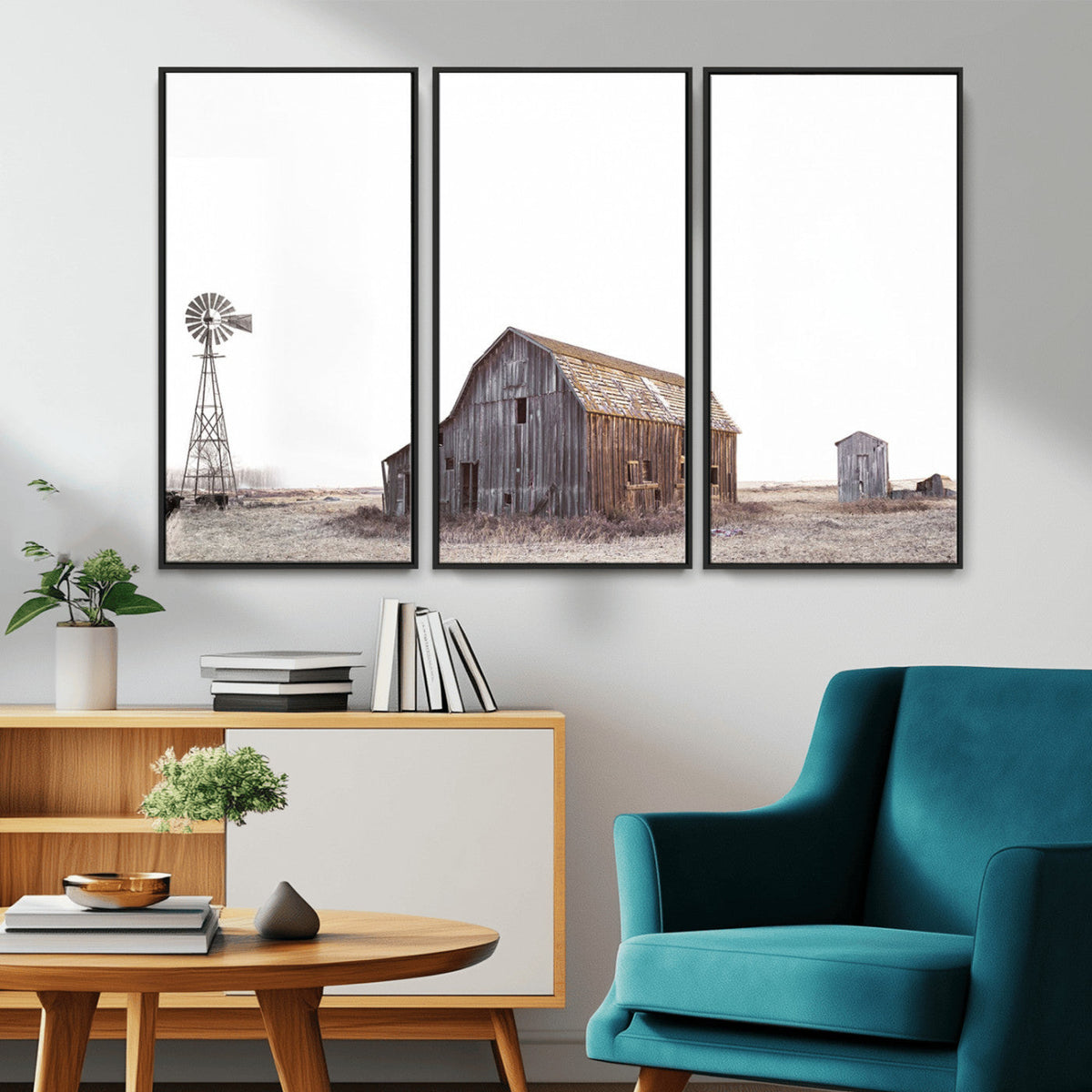 Set of 3 Rustic Farmhouse Wall Art Prints – Country Barn,