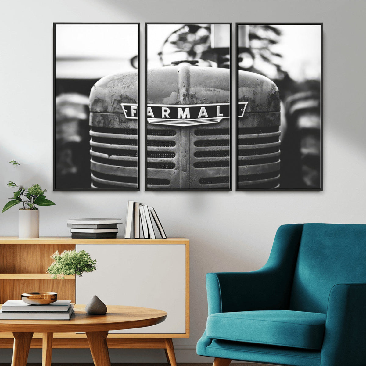 Vintage Farmall Tractor Wall Art Canvas Print, Rustic