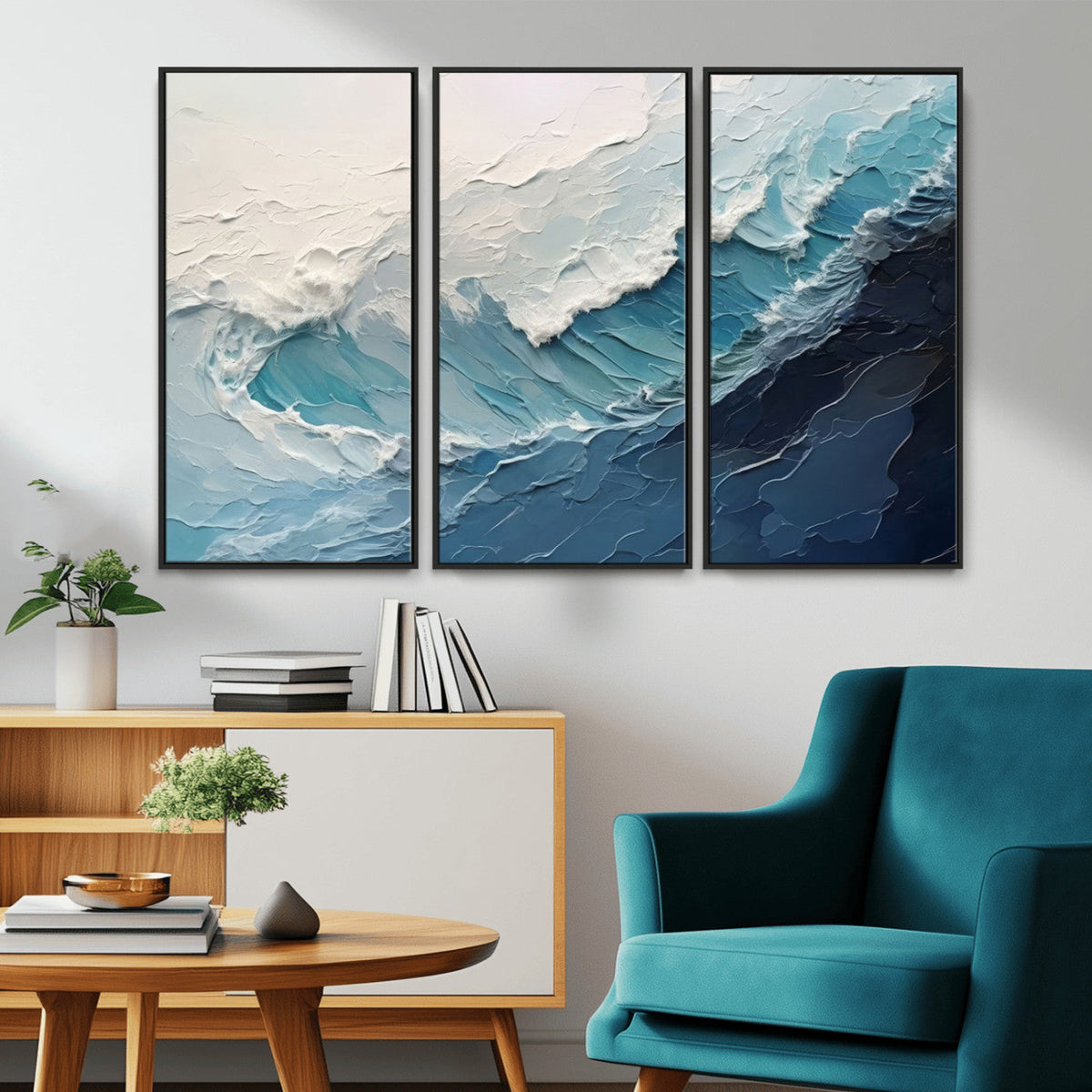 Ocean Wave Canvas Wall Art Print – Coastal Living Room Large