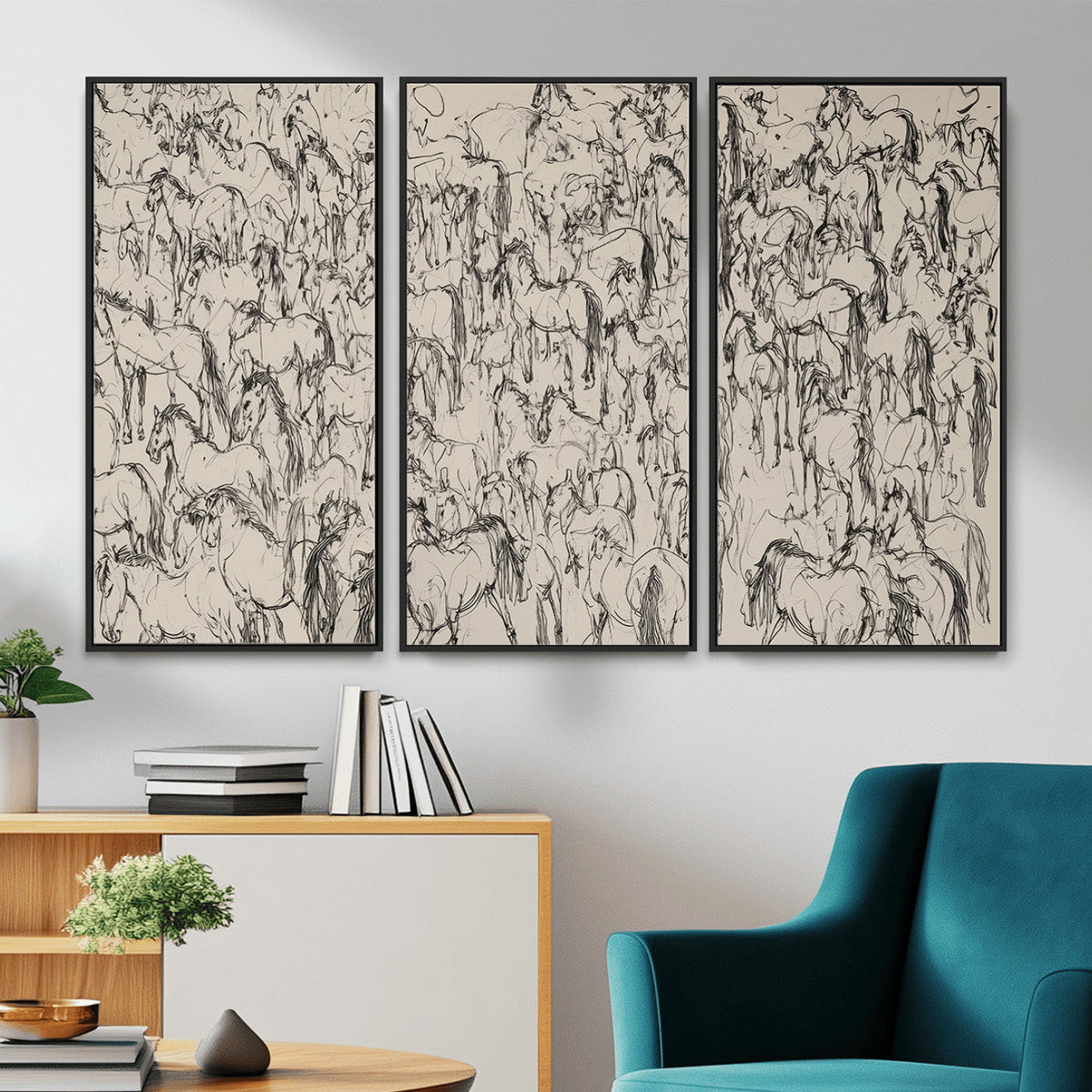 Abstract Horse Sketch Wall Art | Ready to Hang and Framed |