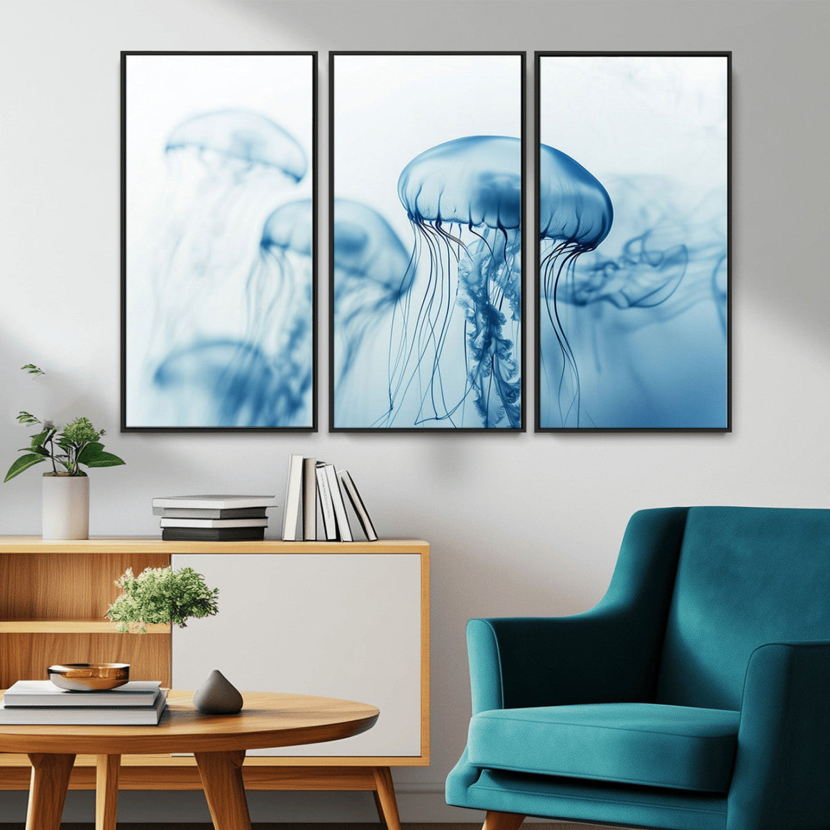 Blue Jellyfish Wall Art Canvas Print