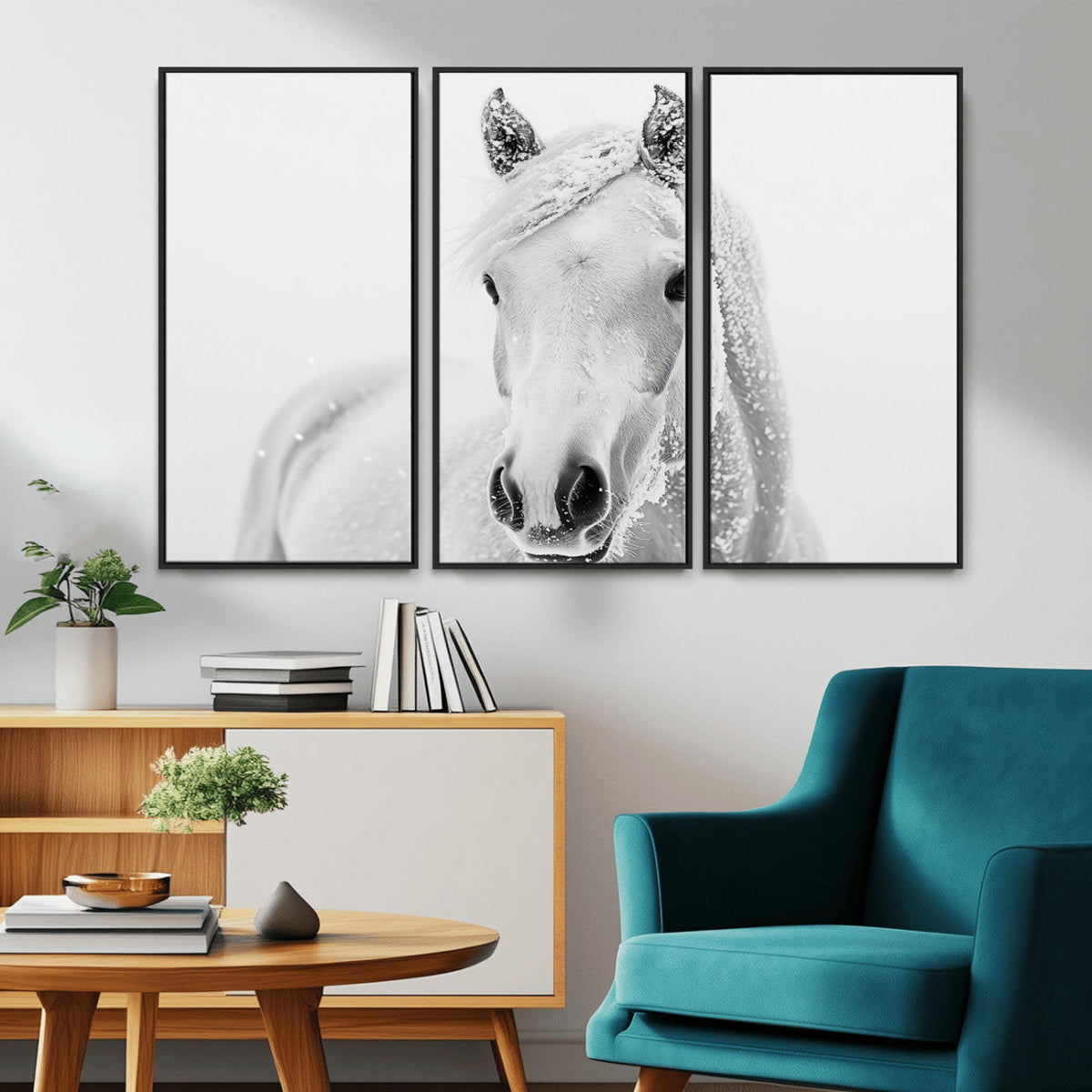 Majestic White Horse Wall Art | Ready to Hang and Framed |