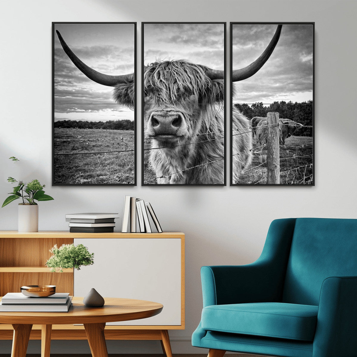 Scottish Highland Cow Wall Art Canvas Print | Ready to Hang