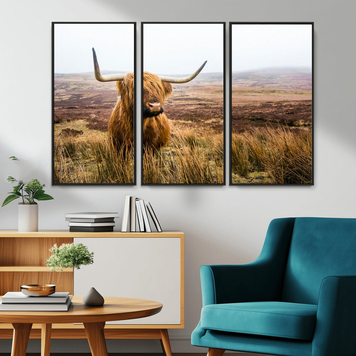 Scottish Highland Cow Canvas Wall Art – Rustic Farmhouse