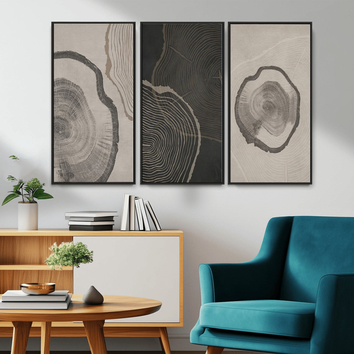 Minimalist Tree Rings Wall Art | Modern Abstract Canvas