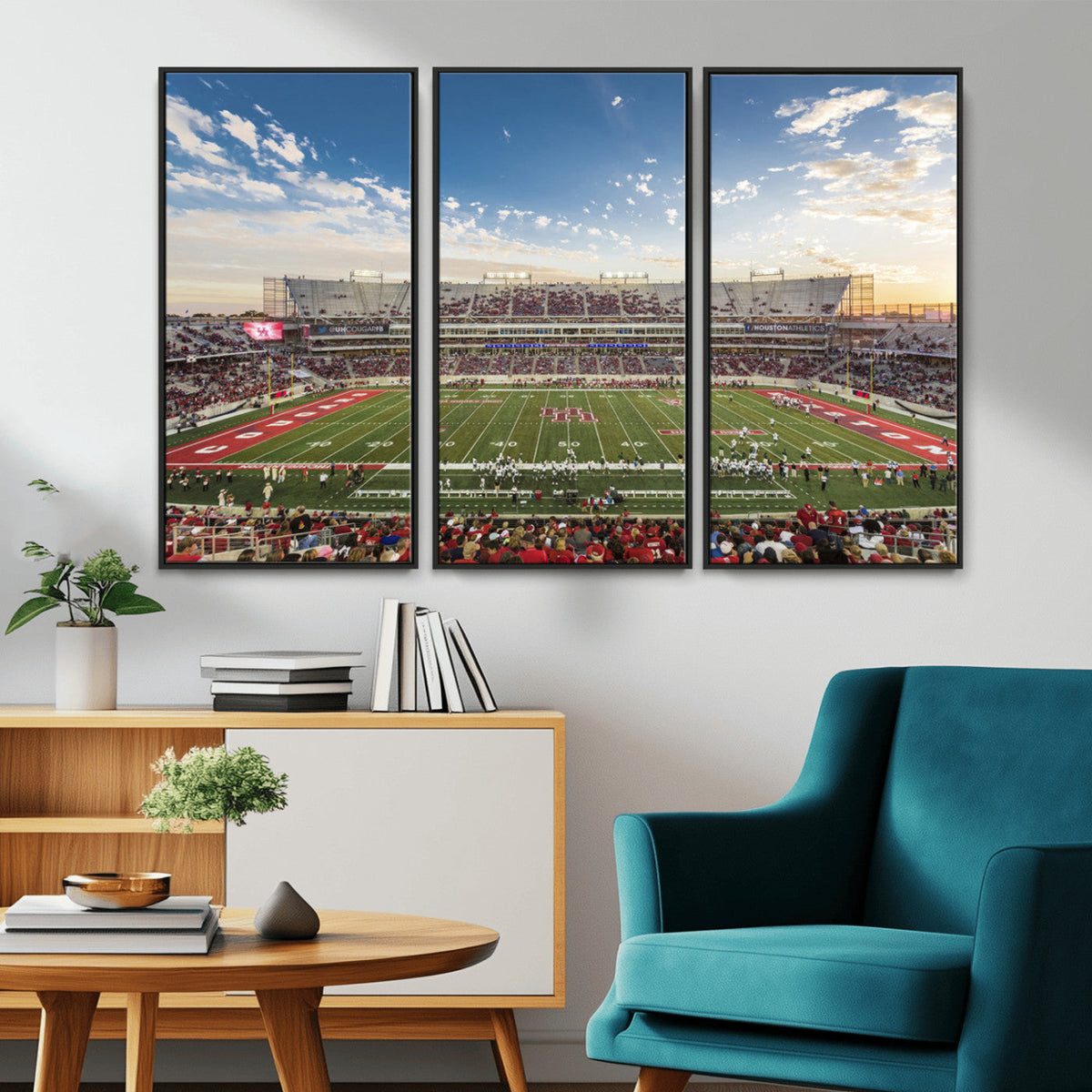 Framed Houston Cougars Football Team Print - Houston TDECU