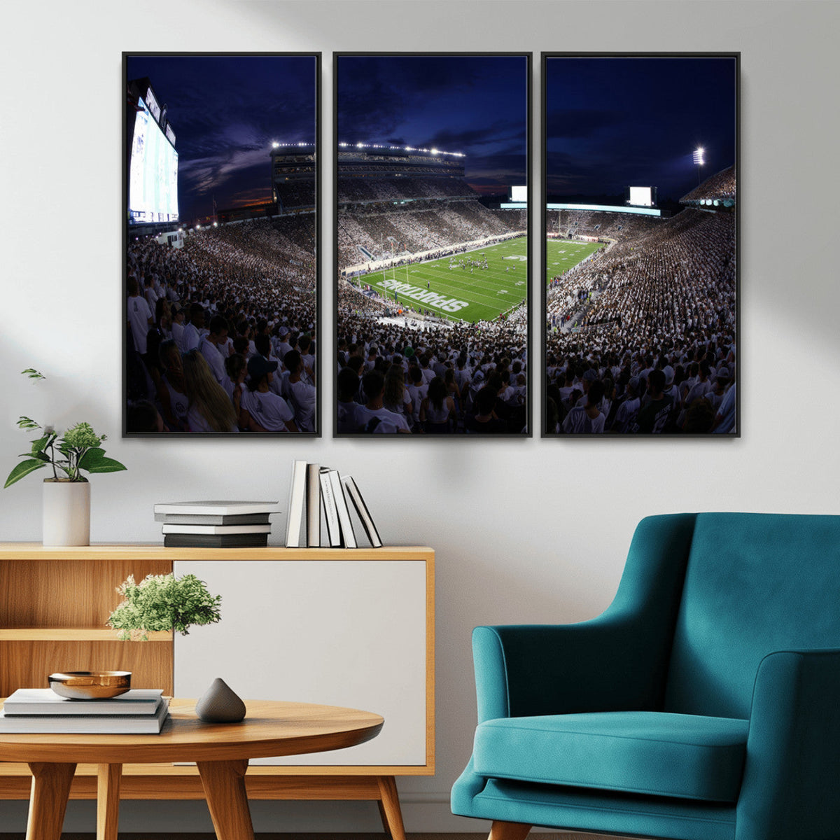 Michigan State Spartans Canvas, Framed Football Team Print -
