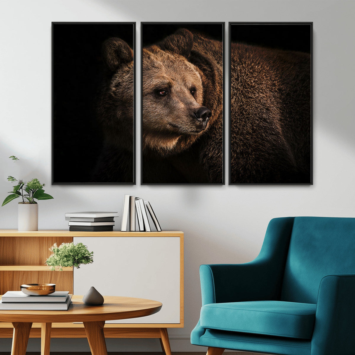 Wild Grizzly 399 Bear Canvas Wall Art Print, Bear Animal