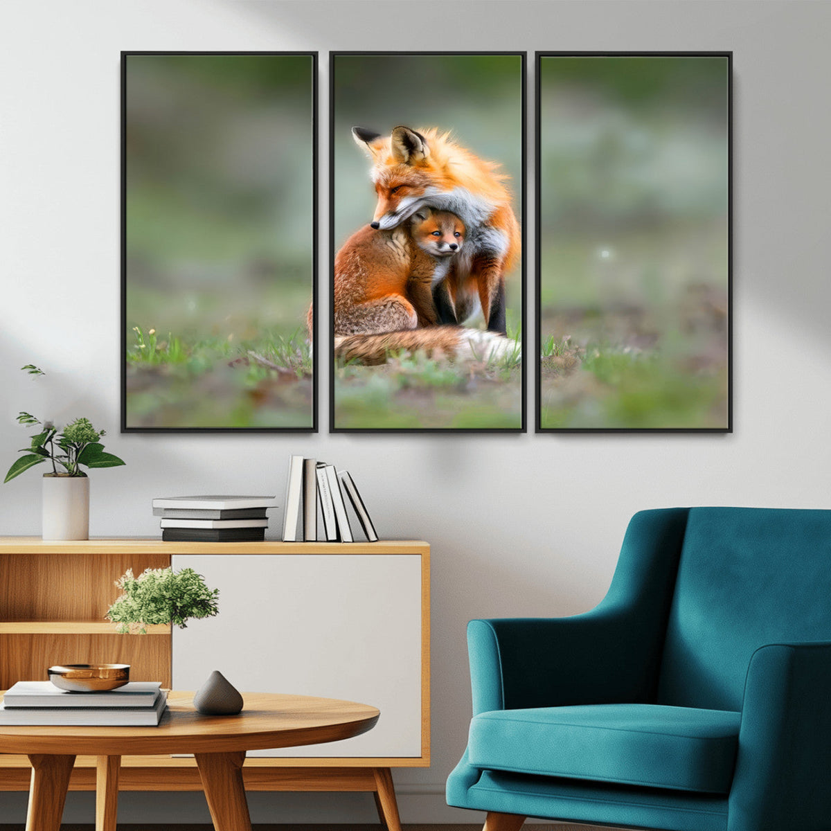 Heartwarming Fox and Baby Cub Wall Art | Ready to Hang