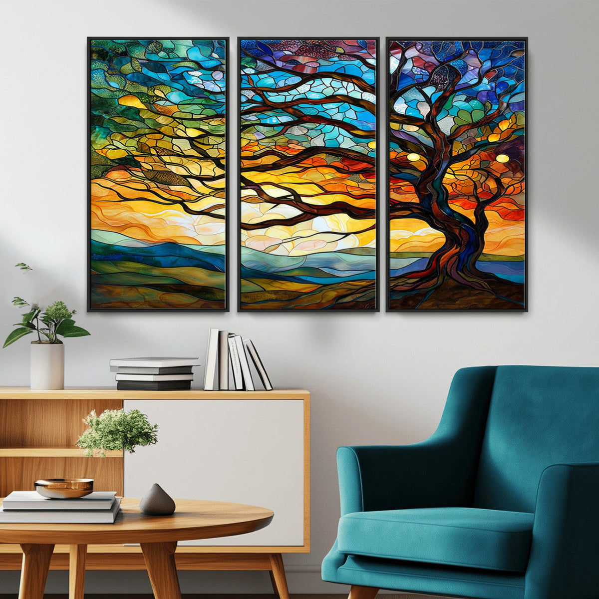 Vibrant Mosaic Tree of Life Wall Art | Stained Glass Style