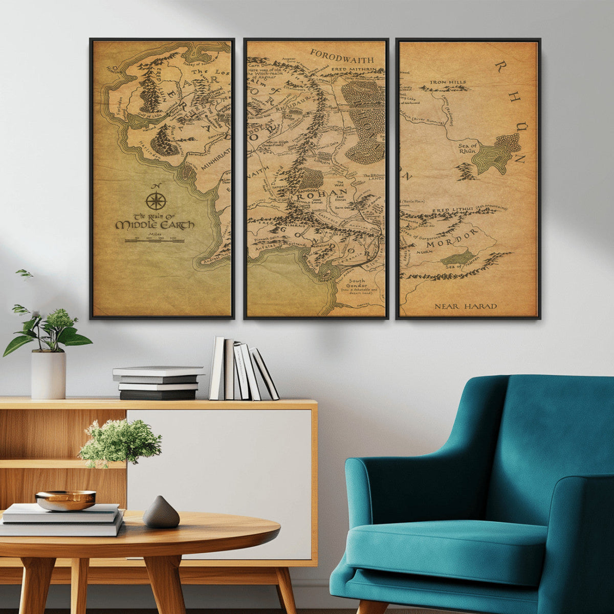 Middle Earth Map Canvas Wall Art – Vintage Fantasy Map