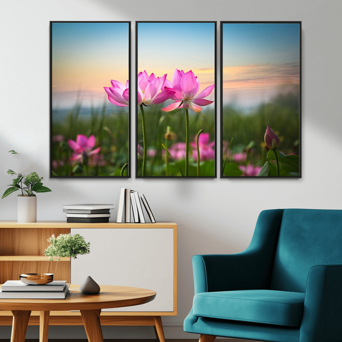 Pink Flower on the Mountain Canvas Print, Framed Pink Flower