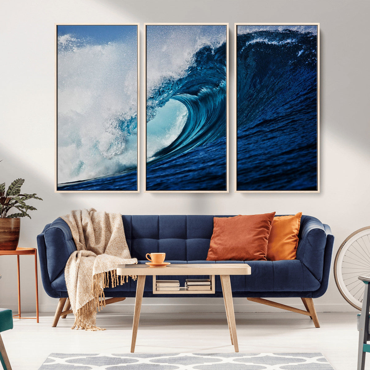 Ocean Wave at Sunset Canvas Art, Large Wall Print of Vibrant