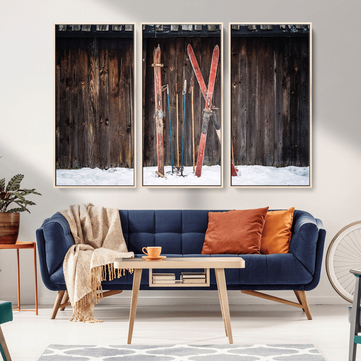 Vintage Ski Gear Canvas Print, Vintage Ski Gear Against