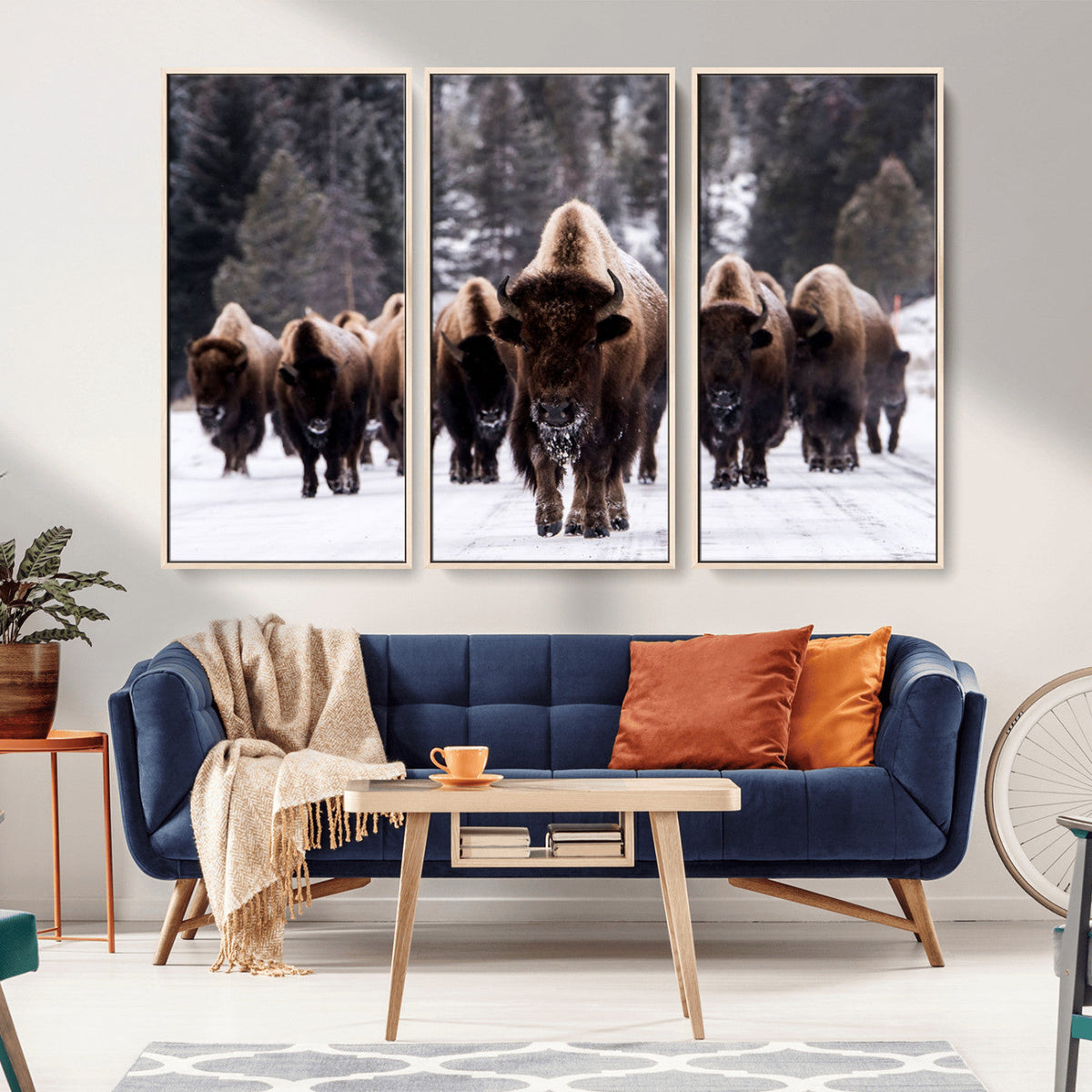 Bison Wall Art Canvas Print- Bison Herd Canvas Wall Art –