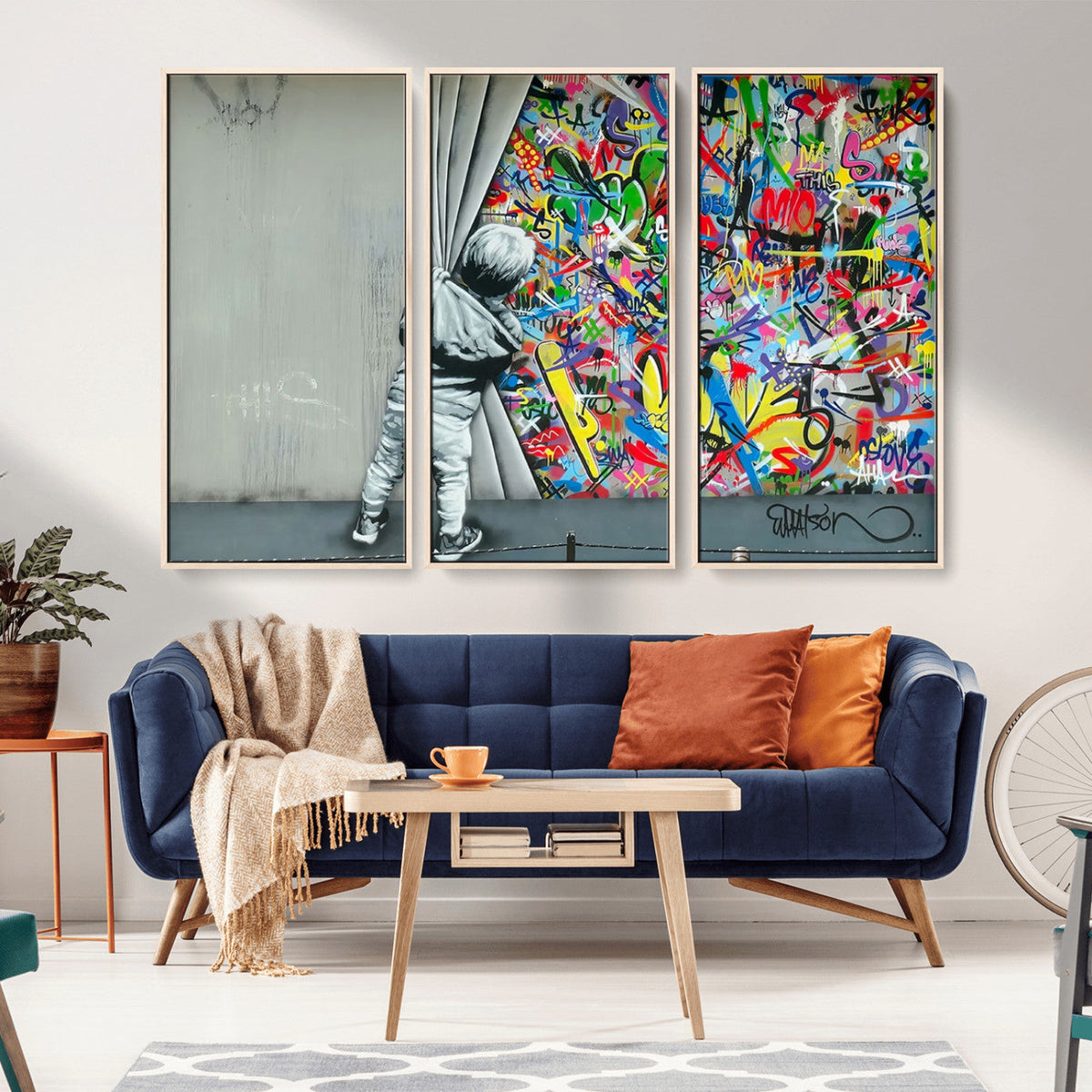Banksy Colorful Street Graffiti Canvas Wall Art Print,
