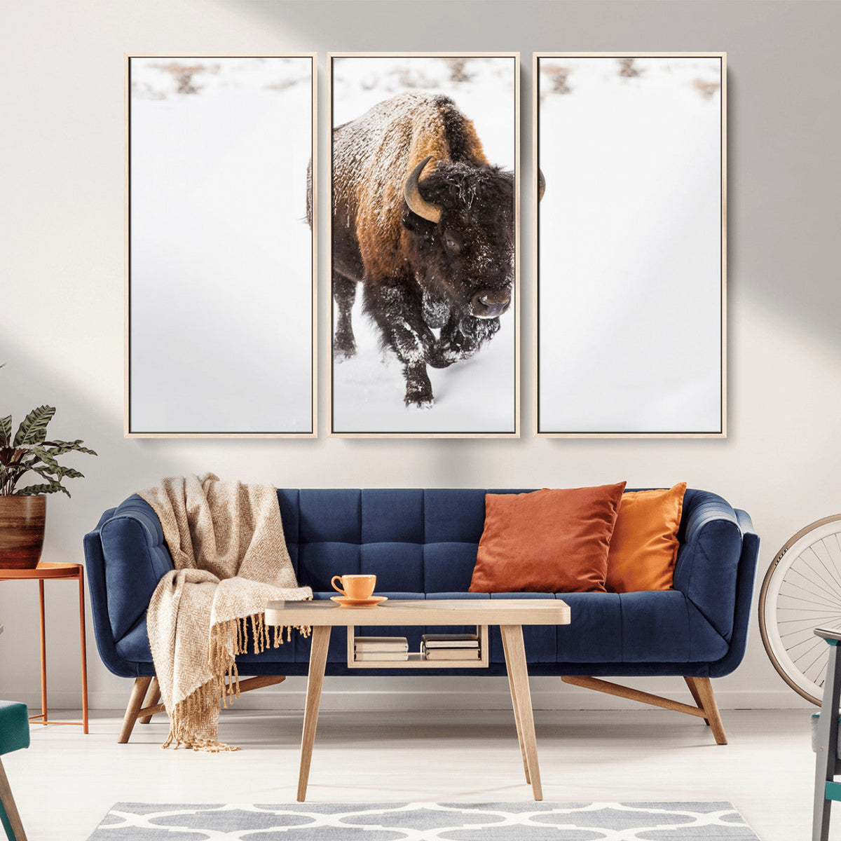 Bison Winter Wall Art Canvas Print For Farmhouse Decor