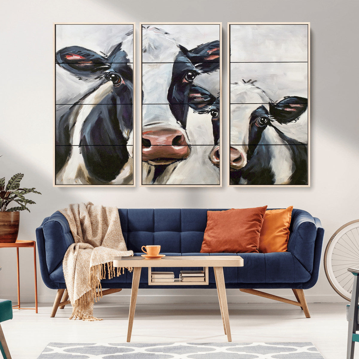 Vintage Baby and Mom Cattle Wall Art Canvas Print