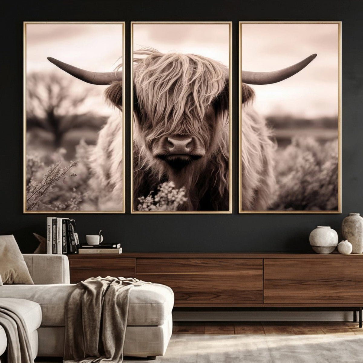 Scottish Cow Longhorn Wall Art Canvas Print