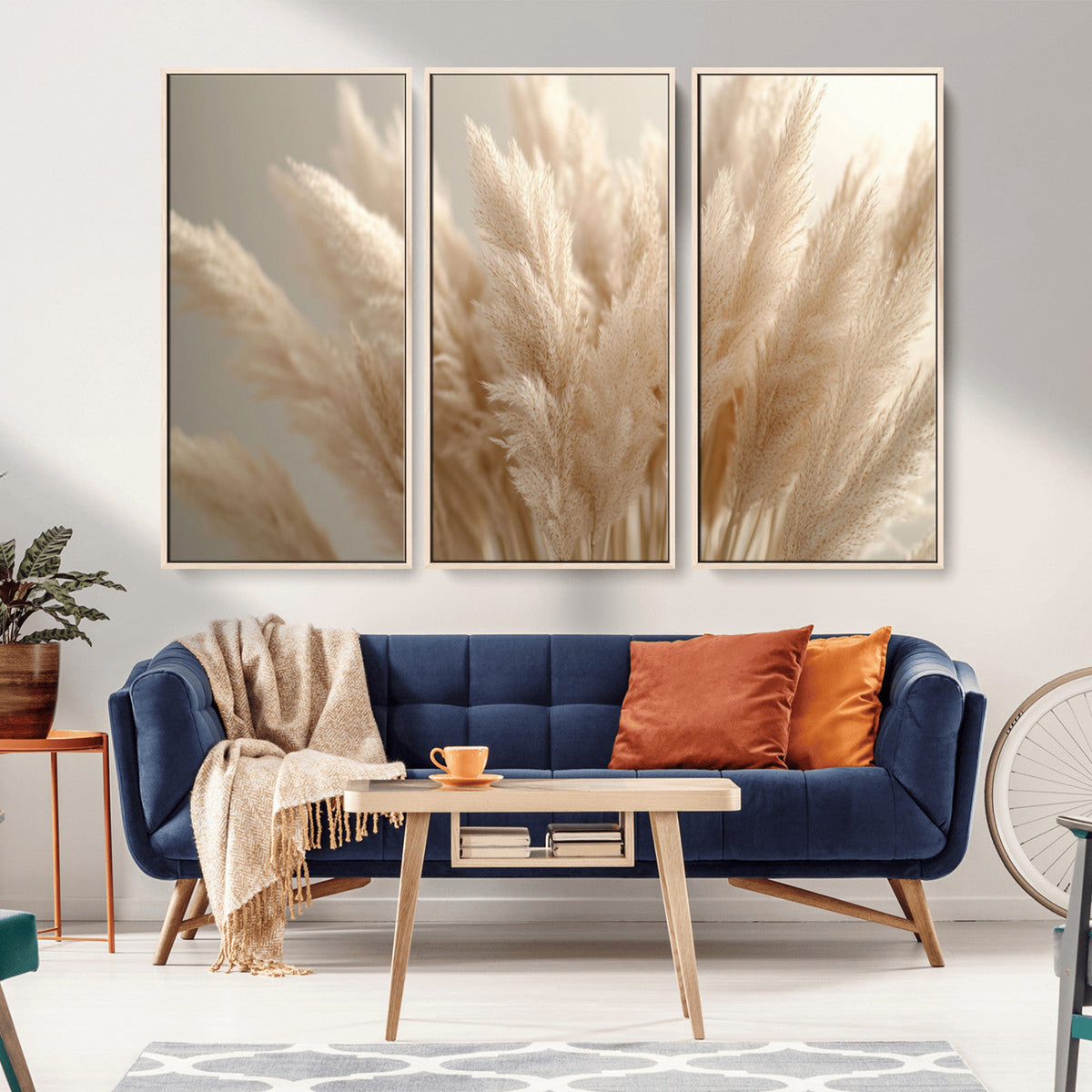 Pampas Grass Canvas Wall Art - Elegant Neutral Decor for