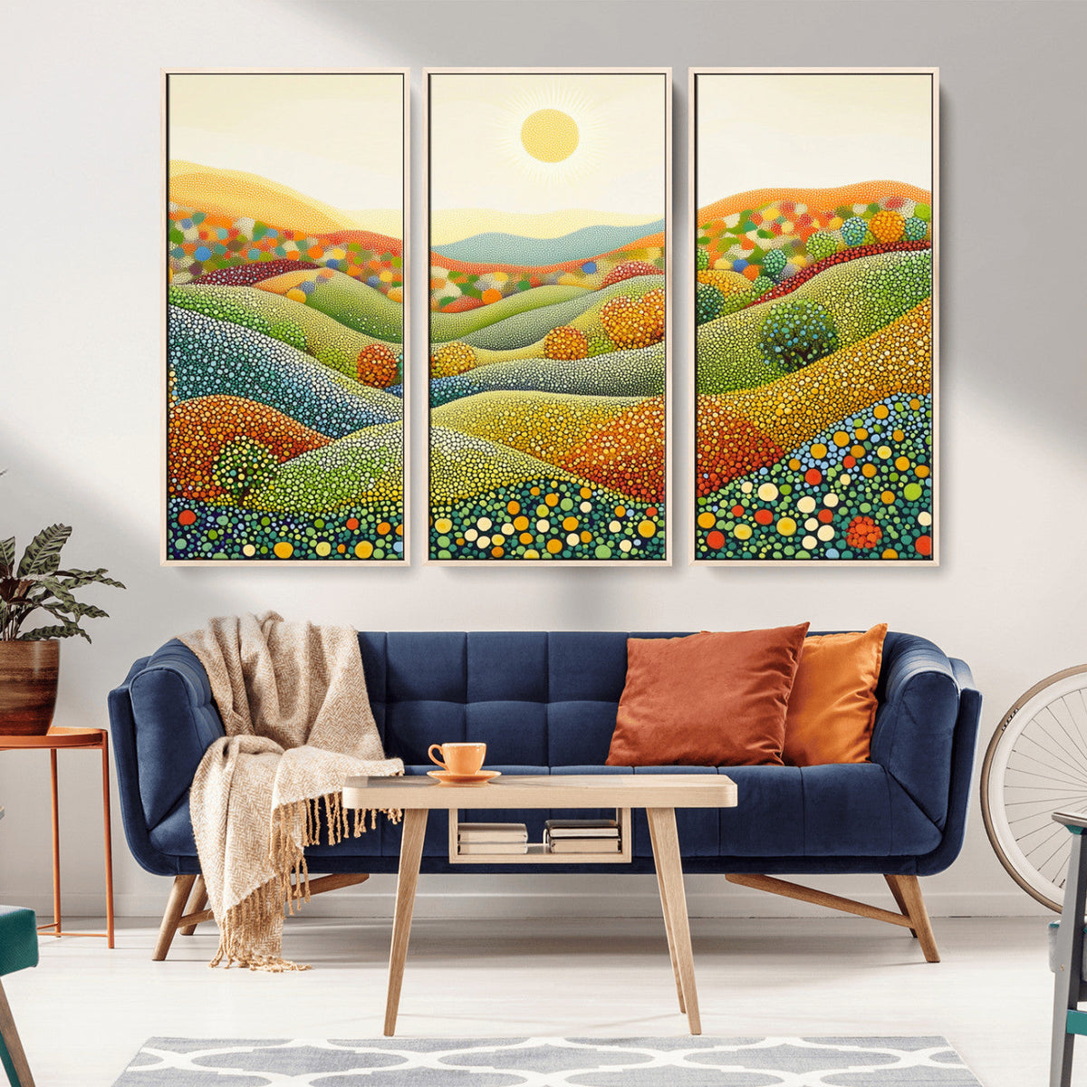 YAYOI KUSAMA Wall Art - Colorful Dot Art Landscape Canvas,