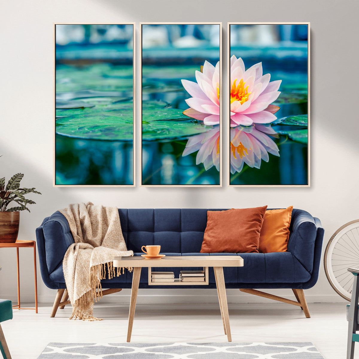 Lotus Flower Wall Art Canvas Print, Water Lily Large Wall