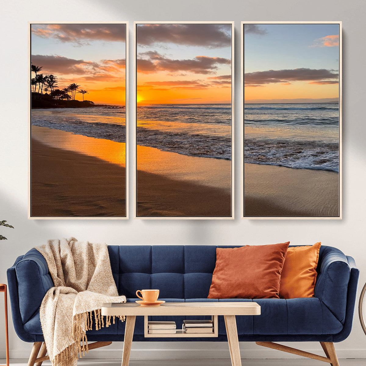 Tropical Beach Wall Art – Framed Sunset Ocean Canvas