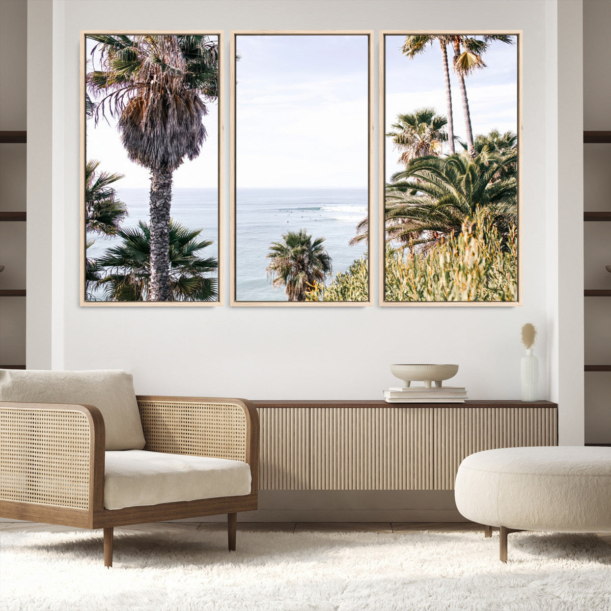 Coastal Palm Trees Wall Art Canvas Print – Framed Ocean