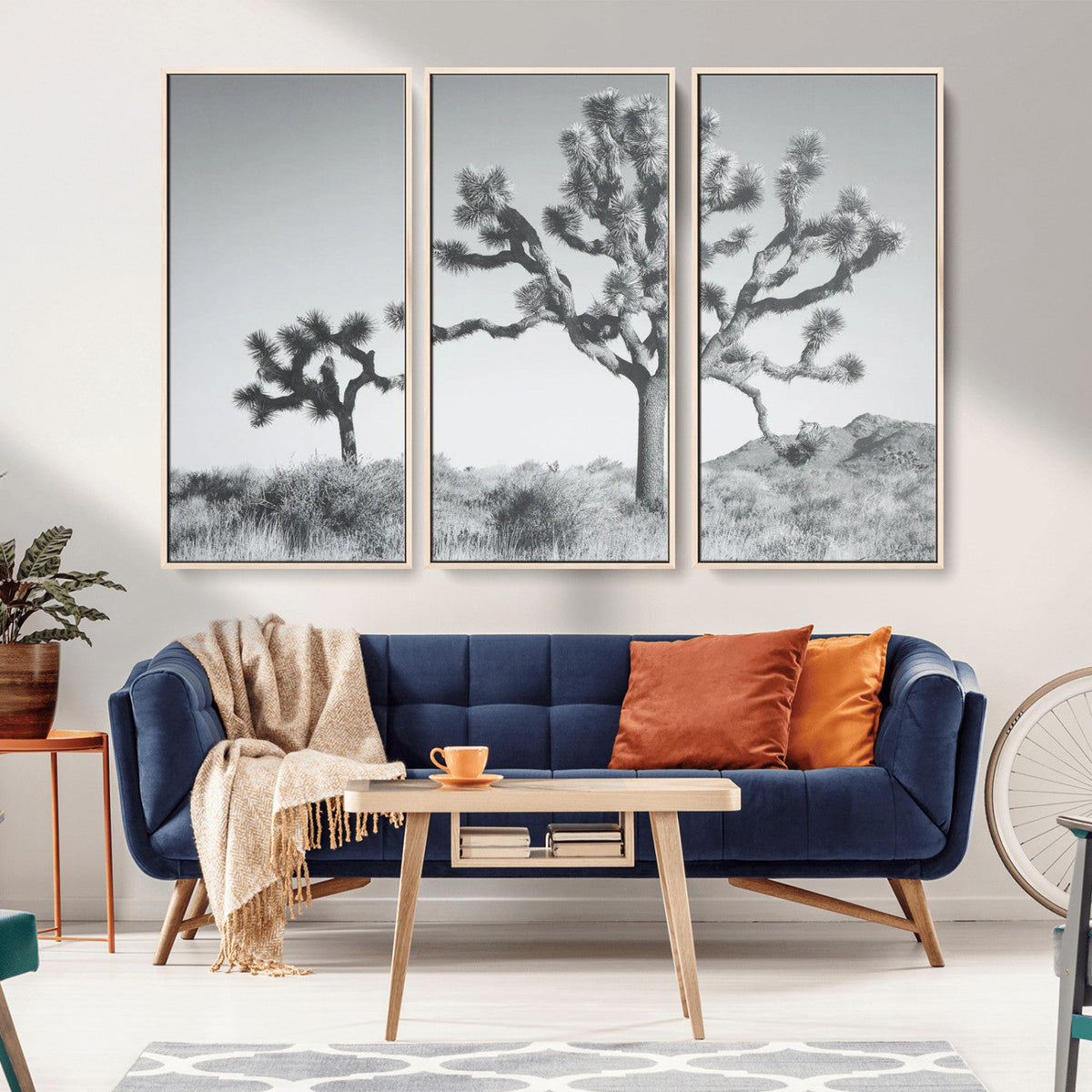 Joshua Tree Wall Art Canvas Print – Framed Black White