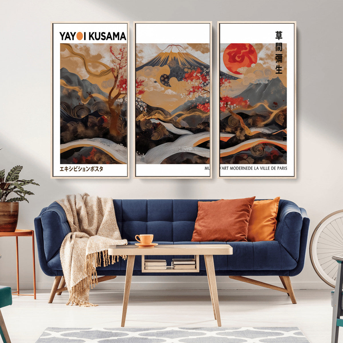 Modern Japanese Wall Art Canvas Print – Framed Abstract
