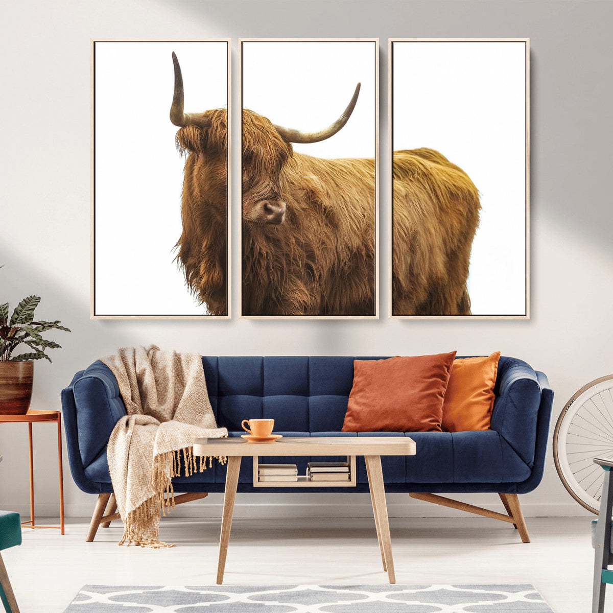 Highland Cow Wall Art Canvas Print – Framed Farmhouse Rustic