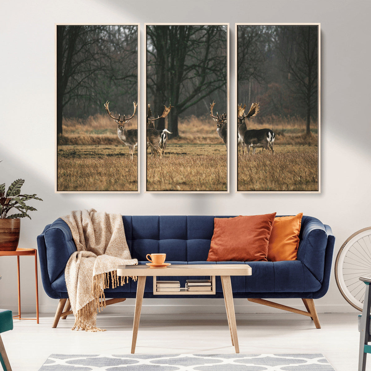 Deer Wall Art Canvas Print – Framed Rustic Wildlife Stags