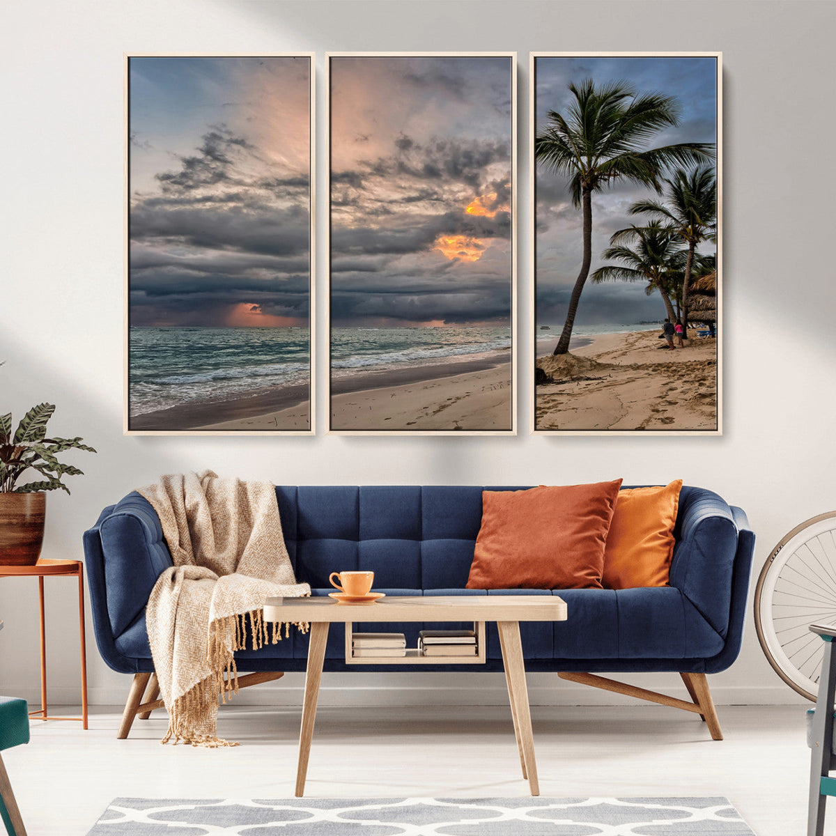 Tropical Storm Wall Art Canvas Print – Framed Moody Beach