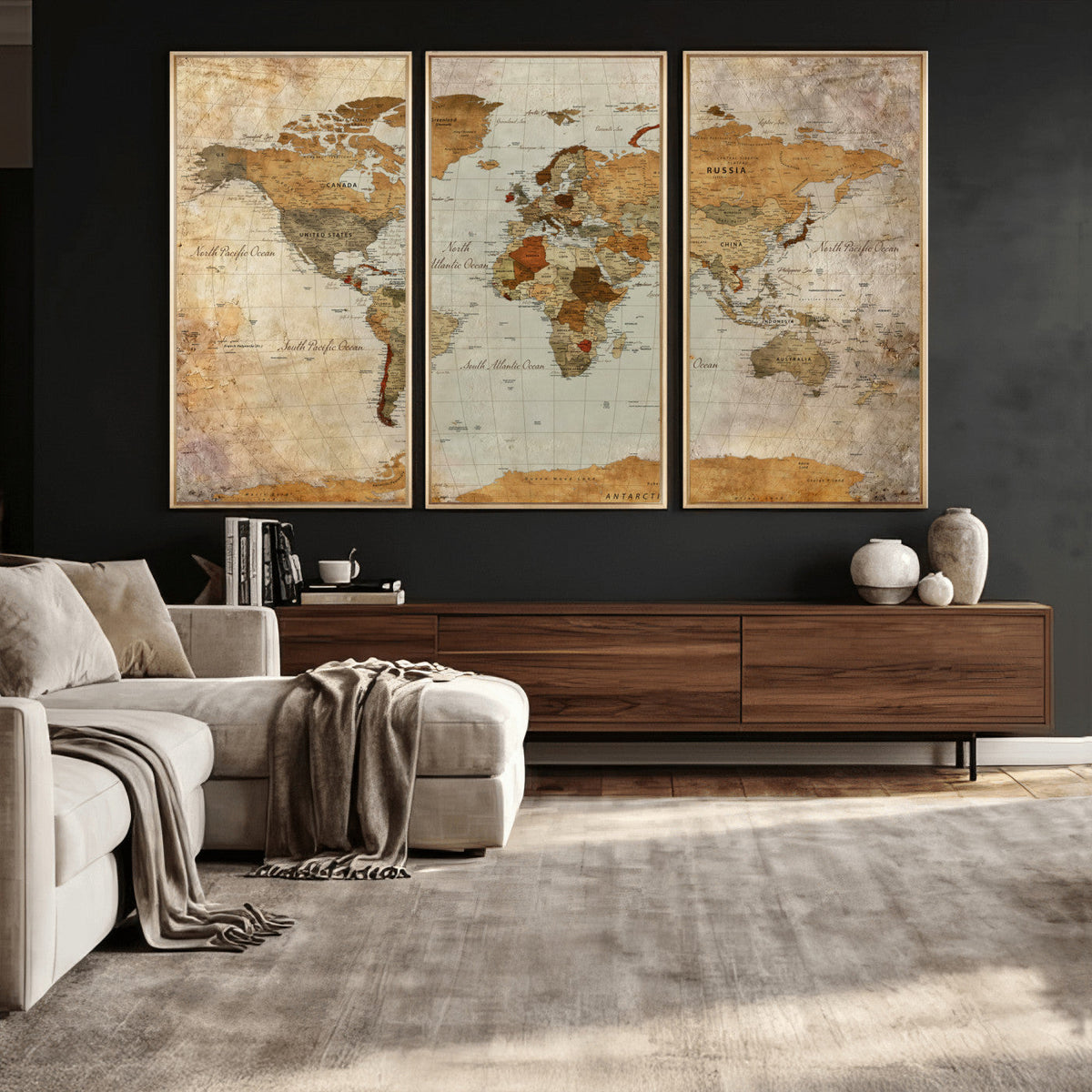 World Map Canvas Print – Detailed Map of the World Wall Art