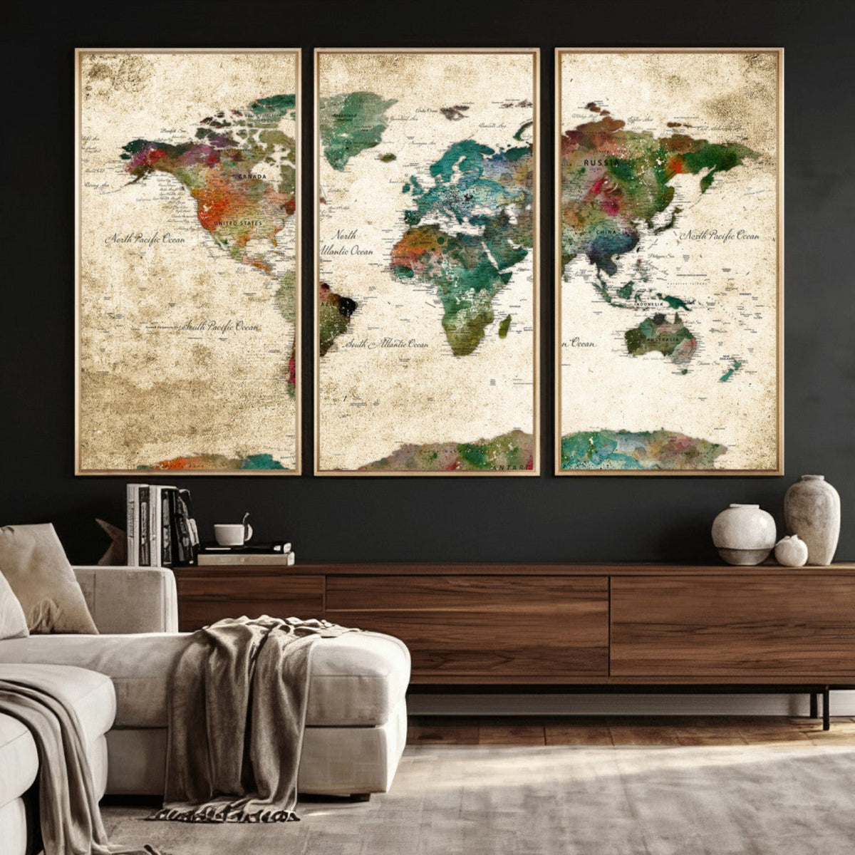World Map Canvas Print – Framed Detailed Map of the World