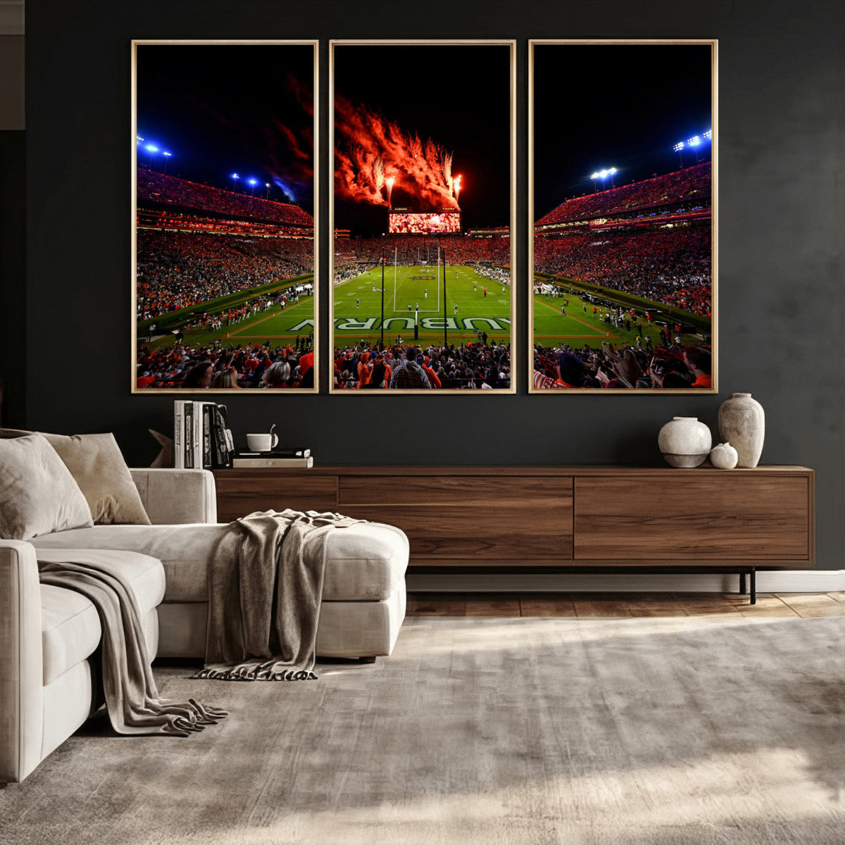 Auburn Stadium Wall Art Canvas Print, College Football Night