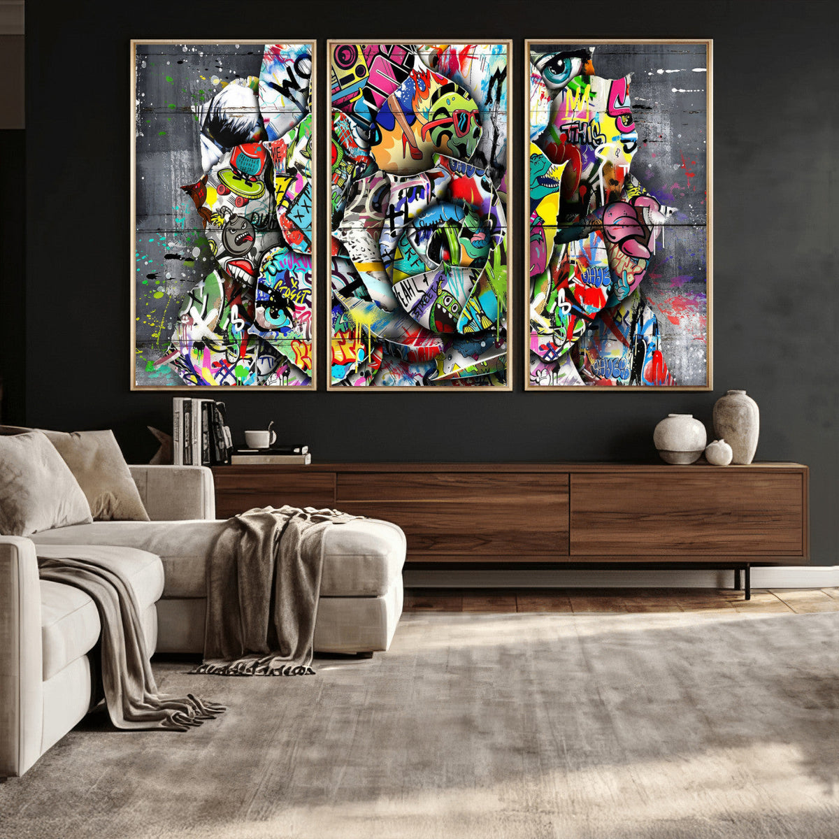 Abstract Graffiti Collage Street Art Wall Art Canvas Print