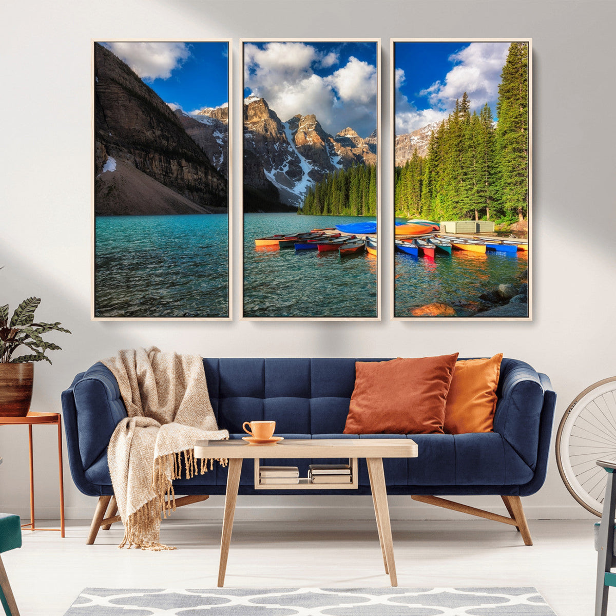Moraine Lake 3-Panel Wall Art, Majestic Mountain and Lake