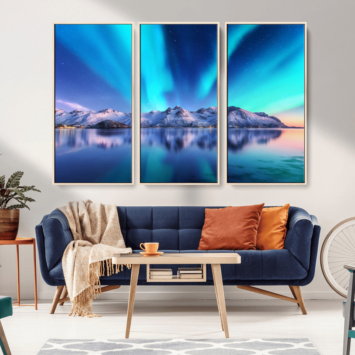 Northern Lights above Mountain Wall Art, Northern Lights