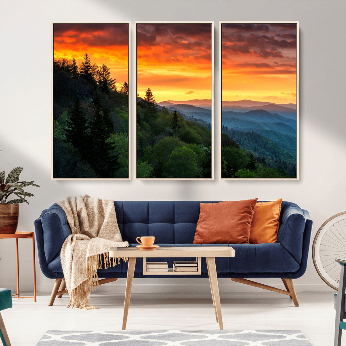 Forest Landscape Wall Art Sunset Canvas, Forest Sunset