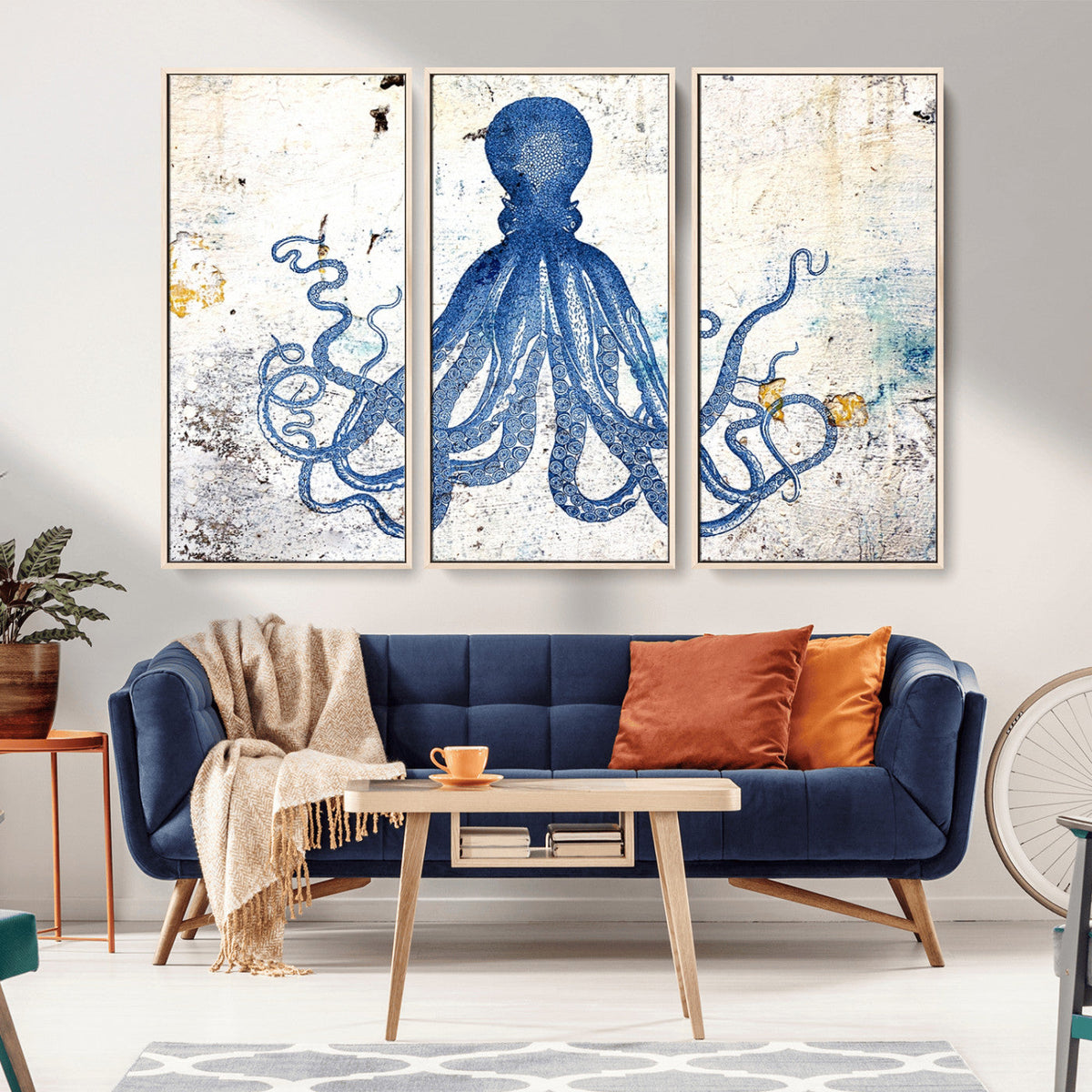 Octopus Canvas Wall Art | Coastal Marine Life Artwork for