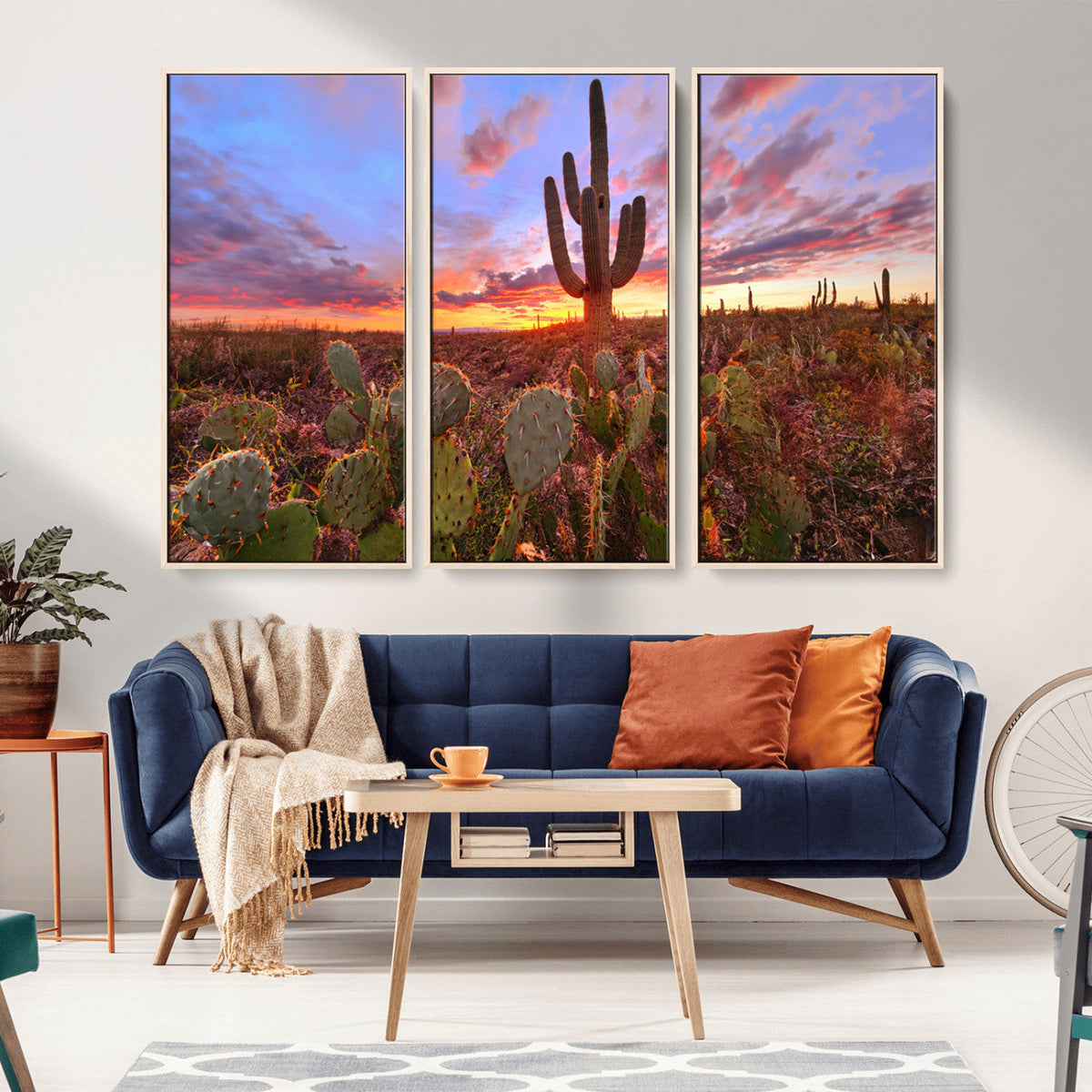 Arizona Desert Wall Art Canvas Print - Framed Deser Sunset