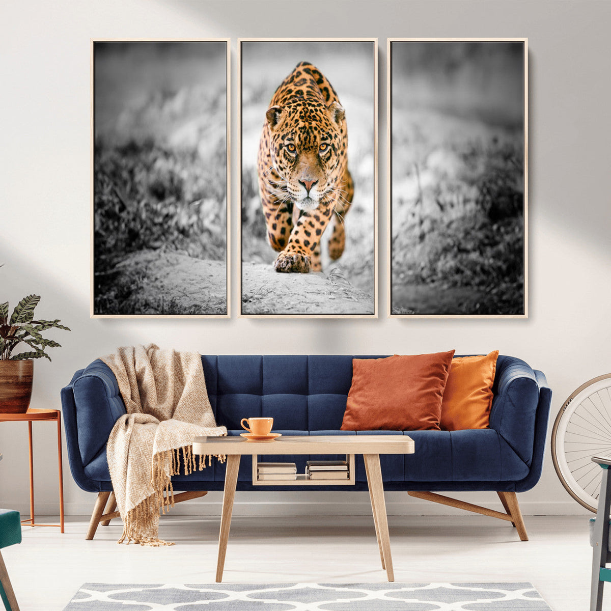 Jaguar Wall Art Canvas Print - Majestic Big Cat in Focused