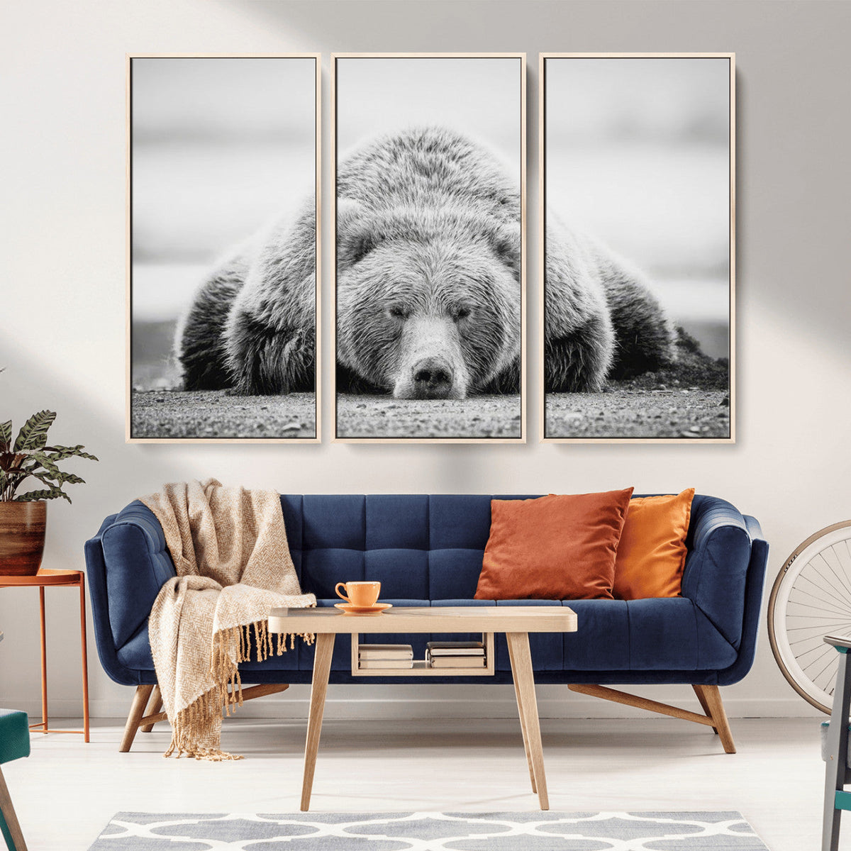 Resting Grizzly Bear Wall Art Canvas Print – Majestic Lazy