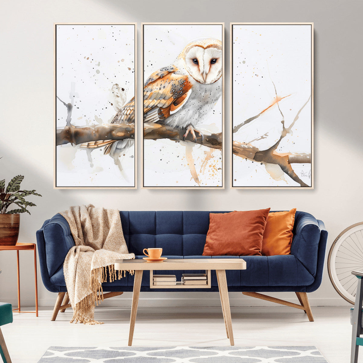 Barn Owl Wall Art on Branch | Stunning Canvas Print for