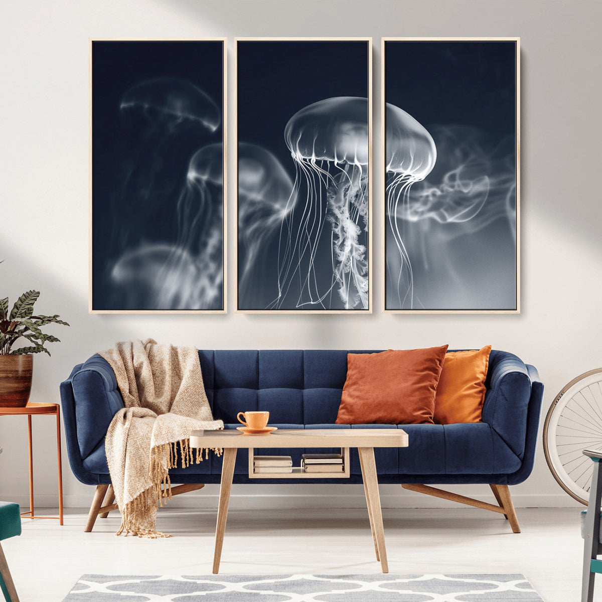 Jellyfish Wall Art Canvas Print, Modern Abstract Jellyfish