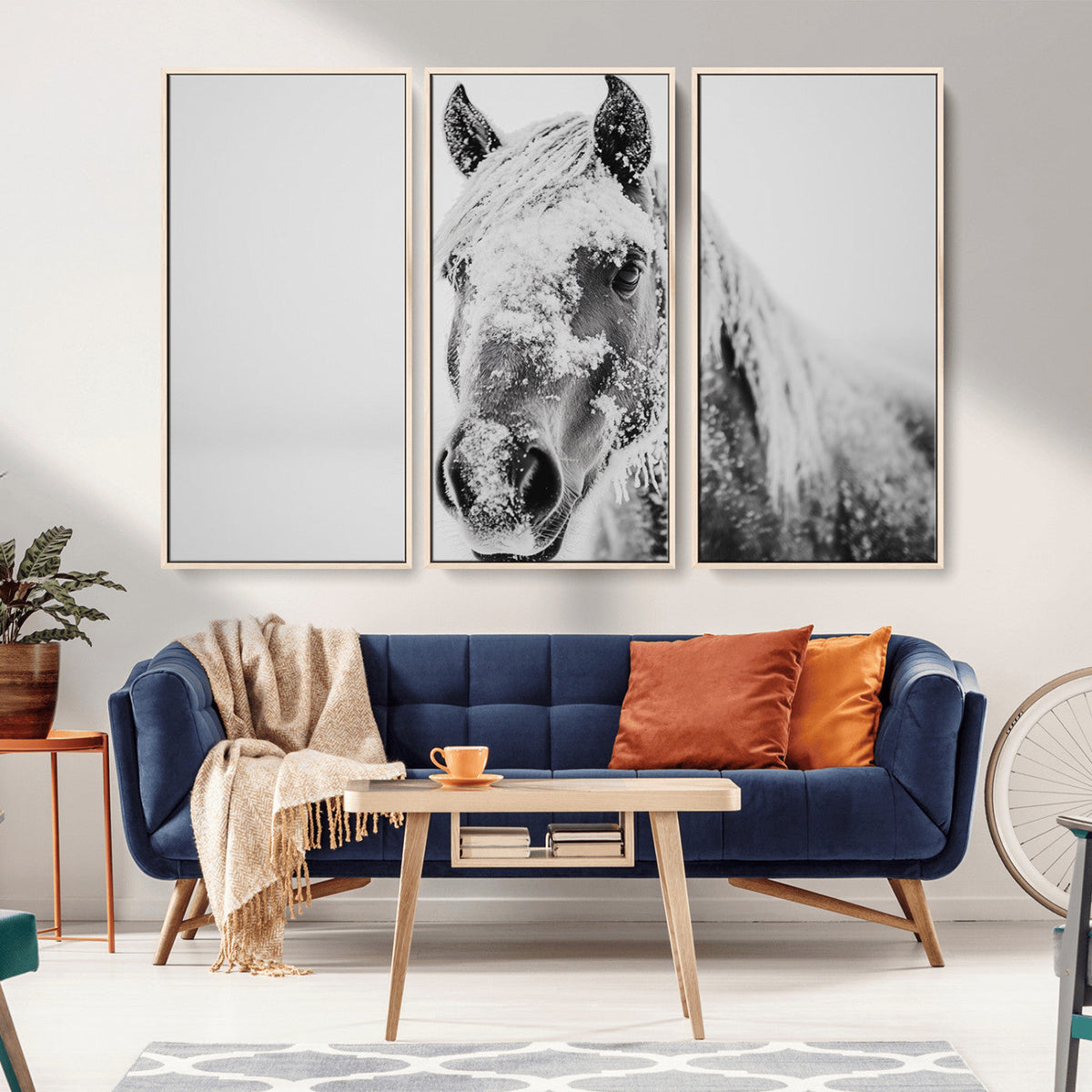 White Horse Wall Art | Ready to Hang and Framed | Winter